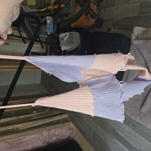 SHEIN Pink and Purple Ribbed Crop Top